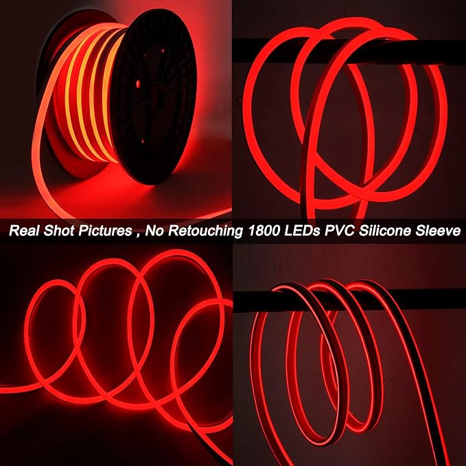LED Strip Lights Flexible 50ft Red Waterproof LED Rope Lights Outdoor, 110V Red Neon Lights Cuttable & Connectable Indoor Outdoor Decor DIY Lights for Room Festival Commercial Building
