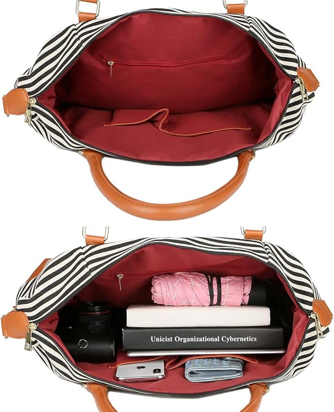 BAOSHA HB-28 Ladies Women Canvas Travel Weekender Bag Overnight Carry-on Duffel Tote Bag