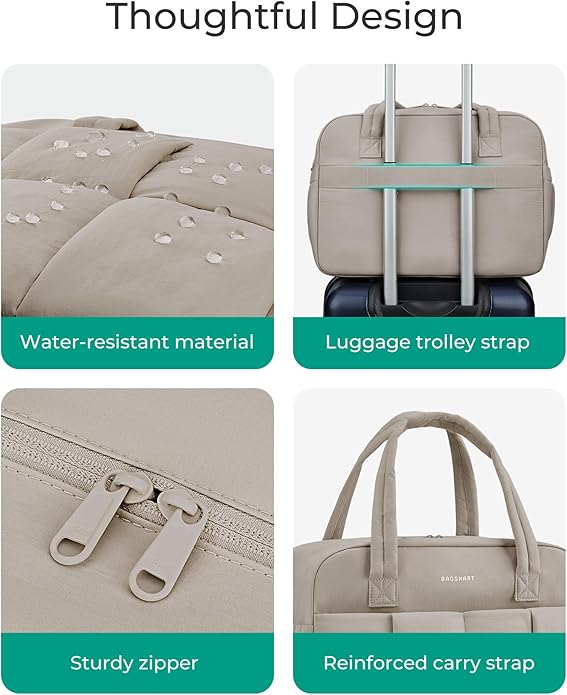 BAGSMART Gym Bag for Women, Personal Item Puffer Duffle Bag, Weekender Overnight Carry On Tote Handag for Travel