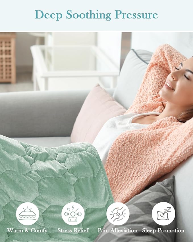 Topblan Weighted Lap Blanket 7lbs for Adults, Small Weighted Blanket Throw for Napping, Relaxation, Calming and Travel, Skin Friendly & Machine Washable for All-Season Sleeping,Sage 24x29 inches