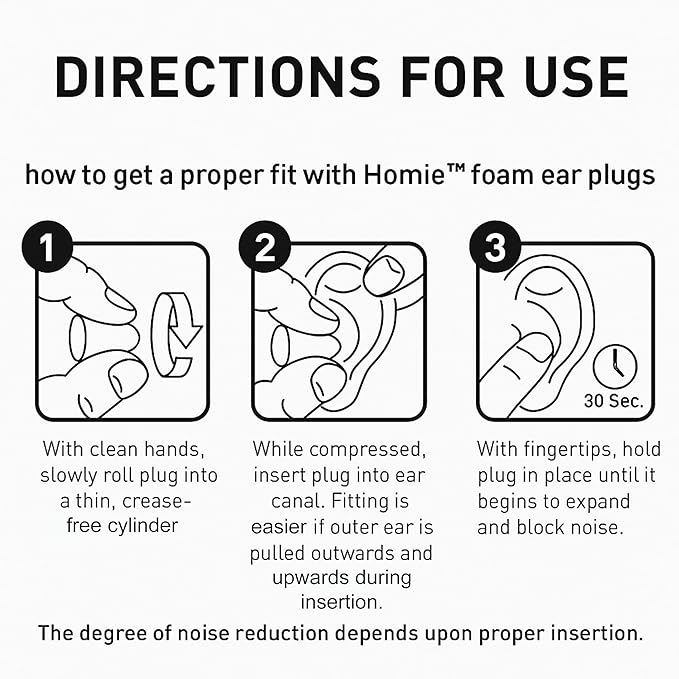 Homie Foam Earplugs for Sleeping, 60 Pair - 33dB Highest NRR, Comfortable Ear Plugs for Sleeping, Snoring, Travel, Concerts, Studying, Loud Noise, Work (Blue, 60 Count)