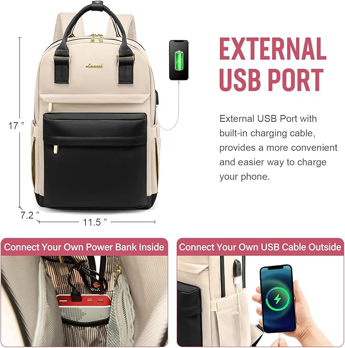 LOVEVOOK Laptop Backpack for Women Men 15.6 Inch Laptop Bag with USB Port Fashion Waterproof Backpacks Teacher Nurse Stylish Travel Bags Vintage Daypacks Bookbag for College School Work