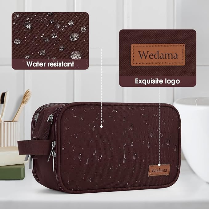 Wedama Toiletry Bag for Men, Handheld Travel Bag, Waterproof Toiletries, Thickened Polyester Dopp Kit, Toiletries Business Trips and Camping, Brown