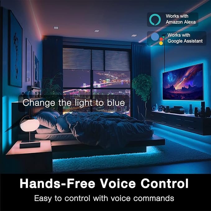 DAYBETTER Smart WiFi Led Lights, Tuya App Controlled, Work with Alexa and Google Assistant, Timer Schedule, RGB Strip Color Changing Décor for Bedroom Party Kitchen, 50ft | Tuya App controlled with schedule Works with Alexa and Google Music sync RGB co...