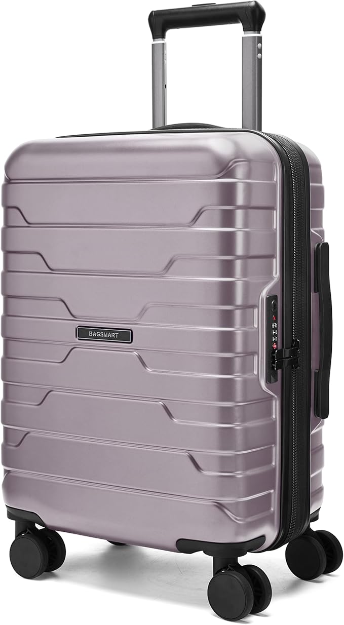 BAGSMART Carry On Luggage 22x14x9 Airline Approved with Spinner Wheels,Lightweight 20 Inch Luggage with TSA Lock,Expandable Hard Shell Carry On Suitcases for Men Women,Rose Purple