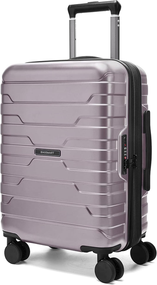 BAGSMART Carry On Luggage 22x14x9 Airline Approved with Spinner Wheels,Lightweight 20 Inch Luggage with TSA Lock,Expandable Hard Shell Carry On Suitcases for Men Women,Rose Purple