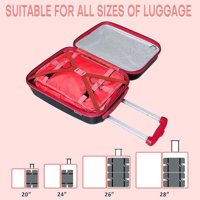 Compressible Packing Cubes Portable Hanging Closet Shelves 17"x12"x24" Extendable Travel Organizer Nylon Packing Bags for Suitcase