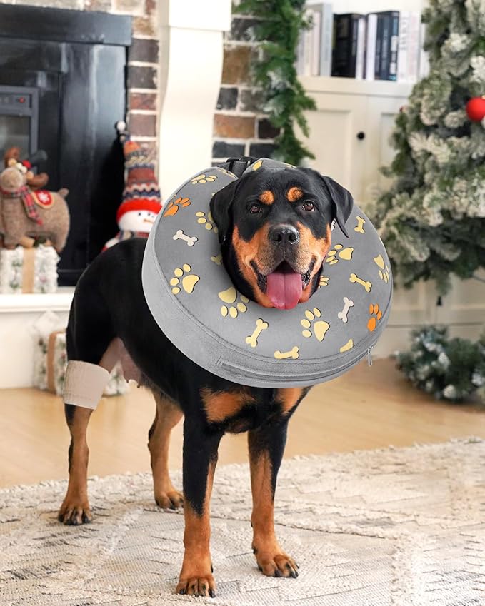 Inflatable Dog Pillow Cone Collar After Surgery, Donut Soft Neck Cone for Golden Retriever & German Shepherd Extra Large Dogs, etc, Recovery E Collar to Stop Licking Paw