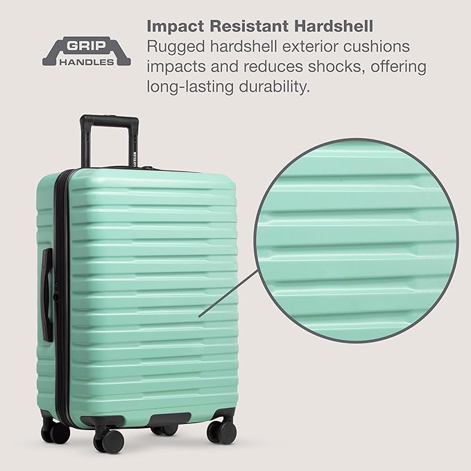 U.S. Traveler Boren Expandable Hardside Rugged Travel Luggage with 8 Spinner Wheels, Mint, 3-Piece Set