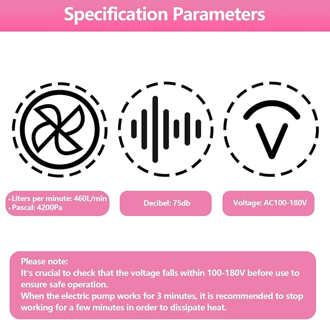 Electric Pump for Vacuum Storage Bags, Travel Vacuum Pump for Various Vacuum Seal Bags Portable Vacpack Air Pump for Compression Clothing Blanket Luggage Pink (Storage Bag Not Included)