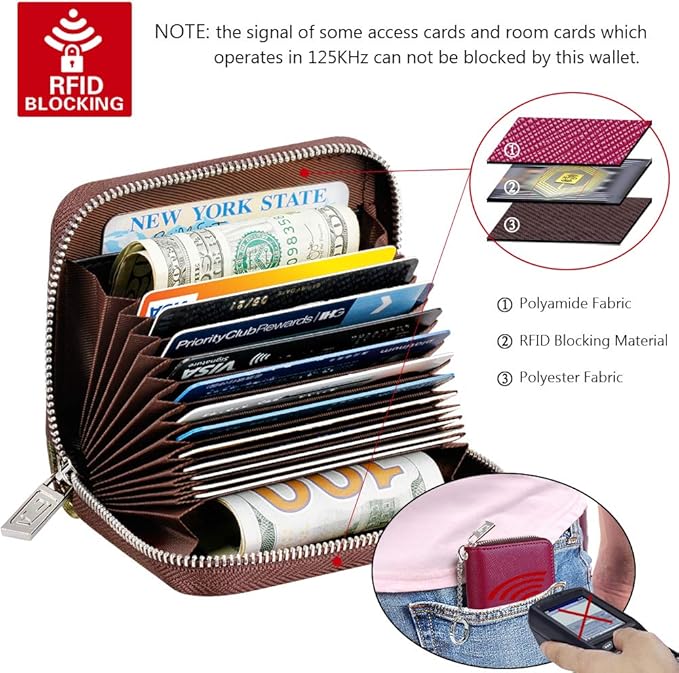 FurArt Zipper Wallet Women, RFID Blocking Credit Card Wallet, Business Card Holder, Compact Size KeyChain Wallet