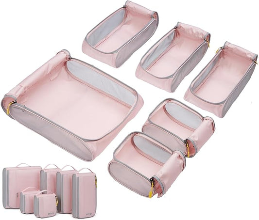 BAGSMART Keep Shape Packing Cubes for Travel, 6 Set Travel Cubes for Packing, Lightweight Suitcase Organizer Bags Set for Travel Essentials