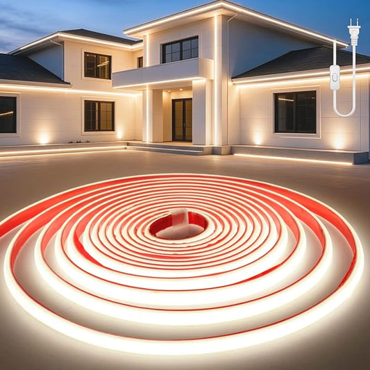 COB LED Strip Lights Waterproof 9.8Ft Self-Adhesive Outdoor 110V Neutral White 4000K LED Neon 10mm Width Rope Tape Lighting 320LED/M Cuttable Super Bright for Under Cabinets Garden Kitchen