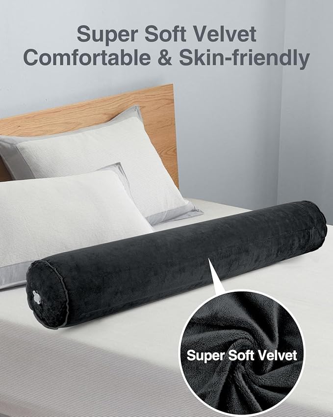 Luxtude Inflatable Body Pillow for Adults Kids, Travel Body Pillows for Side Sleeper, 47Inch Long Round Bolster Pillows for Bed, Round Cervical Cylinder Pillow for Hugging Sleeping, Back etc.