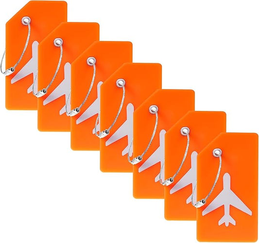 7 Pack Silicone Luggage Tag for Suitcases with Stainless Loop, TSA Approved, Privacy Protection Travel Essentials Bag Tags by Gostwo