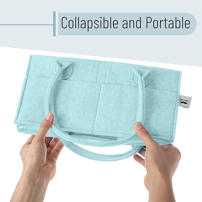 Mr. Pen- Baby Diaper Caddy Organizer, Mint Whisper, Baby Caddy Organizer with Handle, Compact Size, Collapsible & Portable