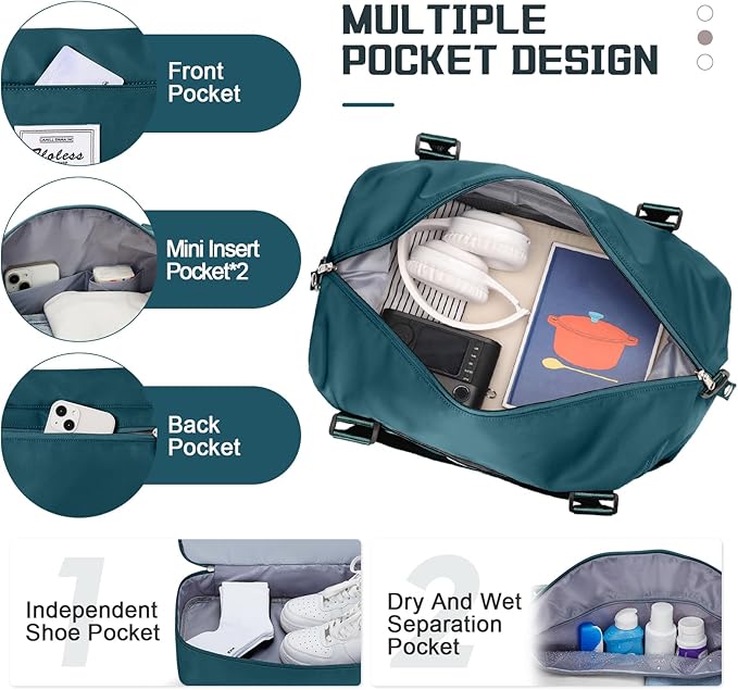 Travel Duffel Bag with Shoes Compartment, Overnight Weekender Bags for Women, Carry on Personal Item Travel Set