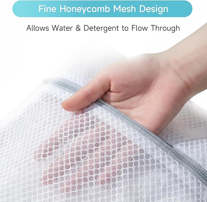 GOGOODA Mesh Laudnry Bags Large Wash Bags for Delicates (Honeycomb White, 4 Large)