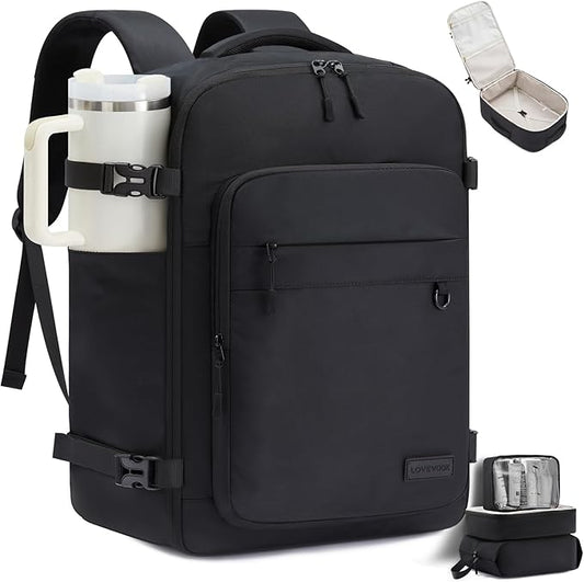 LOVEVOOK 50L Carry on Backpack, Large 17 Inch Travel Backpack for Women Men, Personal Item Bag Airline Approved with 3 Packing Cubes, Hiking Backpack Waterproof Weekender Essentials Casual Daypack