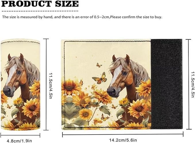 BIGCARJOB Luggage Handle Wraps Set Animal Horse Sunflower Trolley Case Grip for Women Girls Door Protection Cover Suitcase Handle Cover Gifts Suitcase Handle Wraps Travel Bags Set of 2
