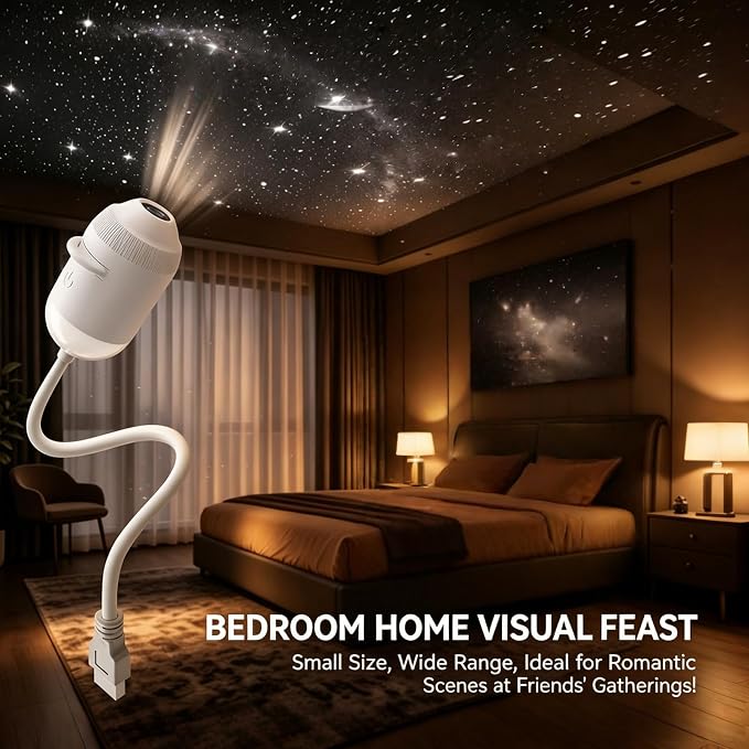 2-in-1 Galaxy Projector Night Light, Smart Dynamic 5D Holographic Night Light Projector, 360° Rotating Plug and Play Star Projector,Mini Galaxy Projector for Bedroom Ceiling Wall Room Decor (12 Films)