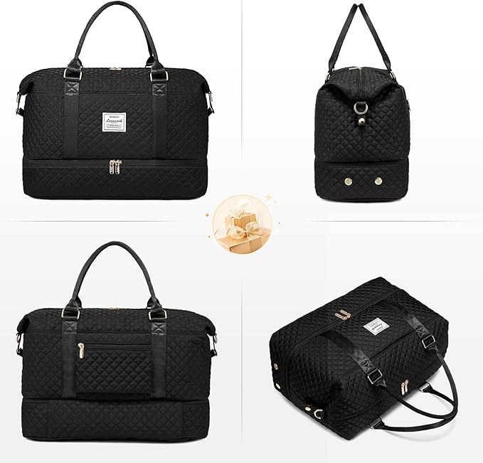 LOVEVOOK Travel Duffle Bag,Weekender Bags for Women with Shoe Compartment，Carry on Overnight Bag with Toiletry Bag,Gym Duffel Bag with Wet Pocket, Hospital Bags for Labor and Delivery