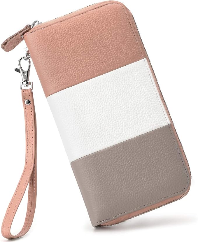 Moflycom Womens Wallet RFID Blocking Genuine Leather Multi Credit Card Large Capacity Zip Around Clutch Travel Purse Wristlet