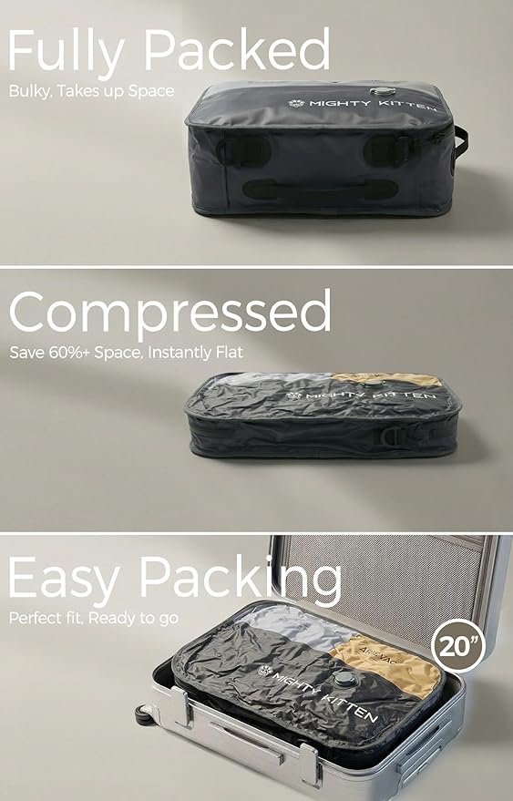 Travel Vacuum Seal Bag with Pump, 21L Compression Packing Cube Kit with 270° Zipper, Reusable Waterproof Vacuum Storage for Carry-On & Small Checked Luggage (1-Pack)
