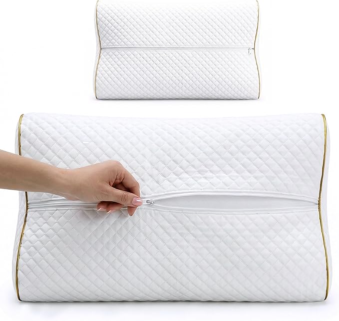 Royal Therapy Travel Memory Foam Pillow 2-Pack, Neck Pillow Bamboo Adjustable Side Sleeper Pillow