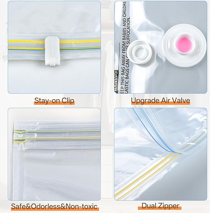 Vacuum Storage Bag with Rechargeable Cordless Pump, 18 Pack Vacuum Seal Space Saver Bags for Clothing Clothes Travel Home