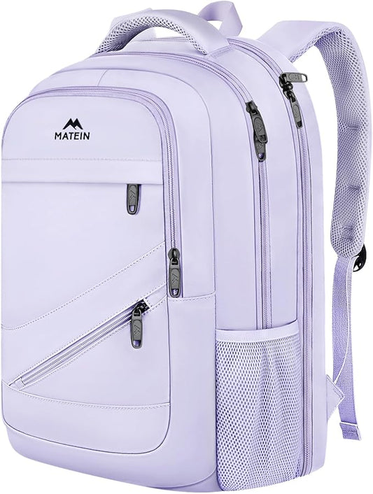 MATEIN Large 17 Inch Laptop Backpack for Women, Lightweight Travel Backpack Fits College School Essentials, Anti Theft Work Commute Nursing Computer Bag TSA Approved for Weekender Trip, Light Purple