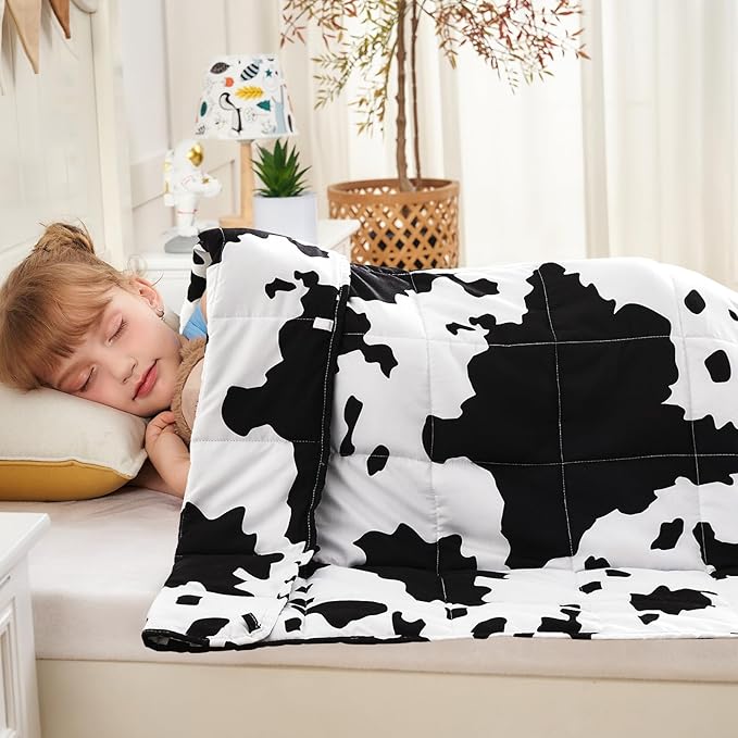 yescool Highland Cow Print Weighted Blanket 3 Pounds Cooling Cow Blanket, Heavy Blanket for Sleeping, Throw Blanket Gifts Weighted Comforter for 20-40lbs, 36"x48"