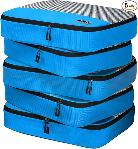 Large Packing Cubes for Travel - 5pc Packing Cubes for Suitcases - Lightweight Luggage Organizer Bags (Non-Compression)