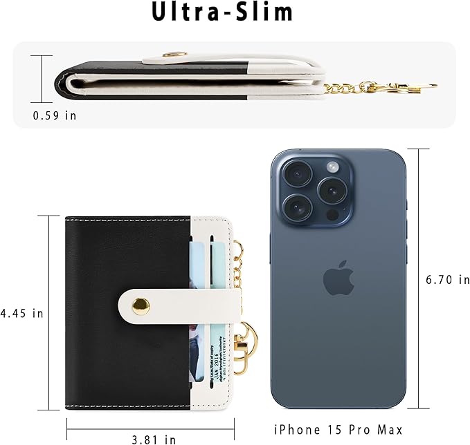 Airkit Small Wallets Woman RFID Blocking Leather Credit Card Holder - with ID Window - Card Wallets for Women - with Zipper Coin Purse - Keychain Wallet