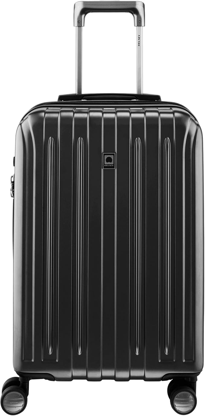 DELSEY PARIS Titanium Hardside Expandable Luggage with Spinner Wheels, Black, Carry-On 21 Inch
