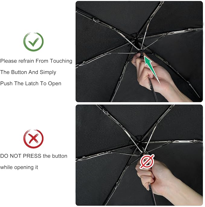 Lejorain Travel Mini Umbrella for Purse - Black Compact Durable Cool Teflon Light Weight Flat Backpacking Umbrella Portable Paraguas