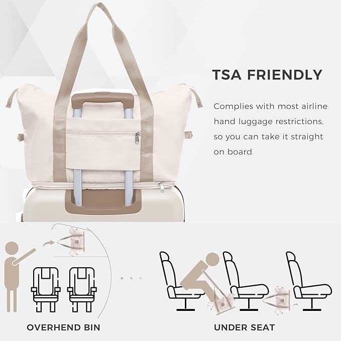 24 Inch Checked Suitcase with TSA Lock Travel Duffel Bag Wet-Dry Toiletry Bag, Golden