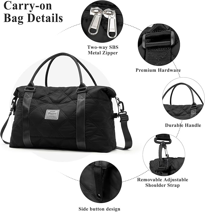 HYC00 Travel Duffel Bag,Carry-on Overnight Weekender Bags for Women,Sports Tote Gym Bag with Wet Pocket