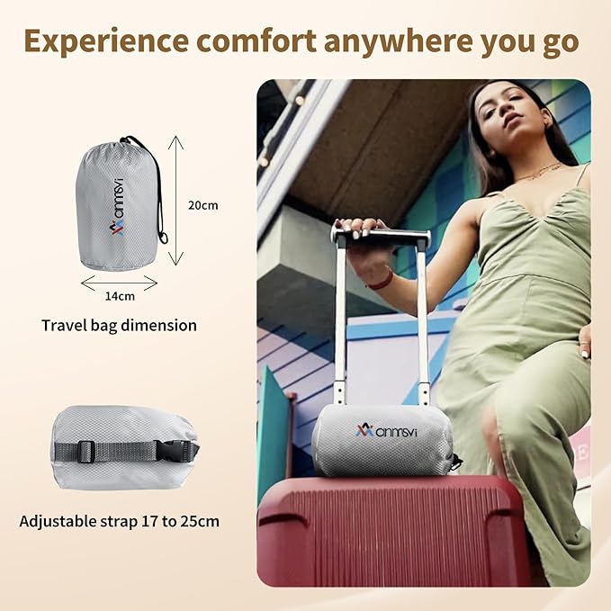 Air Inflatable Travel Seat Cushion with Built-in Pump & Carry Bag– Portable & Adjustable for Airplane, Car, Office – Coccyx, Sciatica & Tailbone Pain Relief (Blue)