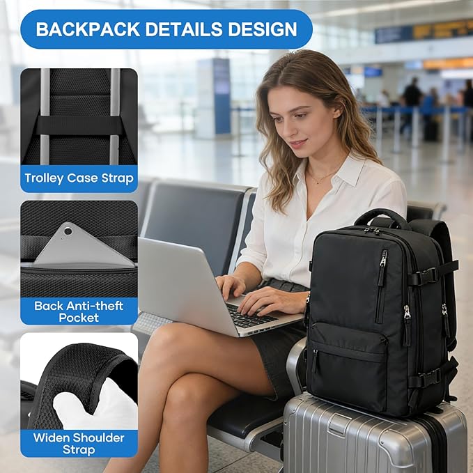 coowoz Vacuum Travel Backpack With Pump For Women Men Airline Approved,Carry On Backpack,Large Hiking Laptop Backpacks Waterproof Outdoor Sports Rucksack Casual Daypack Backpacks