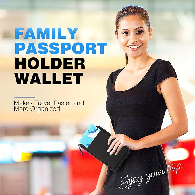 Single Passport Holder for Travel, RFID Travel Document Organizer for Women Waterproof Passport Wallet Men Portable Case for Cards, Boarding Pass, ID, Money, Tickets with Zipper