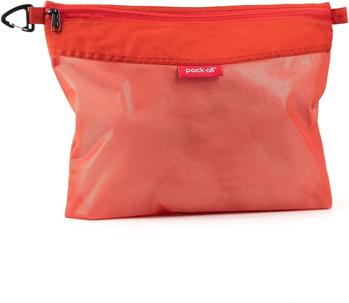 pack all Water-resistant Material Zipper Pouch, Mesh Zipper Bags for Storage, Travel, Office (Orange, Large)