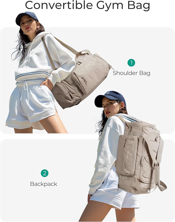 BAGSMART 4-IN-1 Gym Bag for Women Men, TSA Lightweight Duffle Bag for Travel with Shoe Compartment & Wet Pocket, 22L/30L/38L Tactical Backpack with 40oz Water Bottle Holder