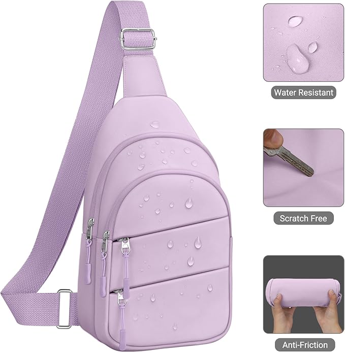 Tuwubi Crossbody Bags for Women, Sling Bag for Men, Small Hiking Backpack Anti Theft Lightweight for Outdoors Travel (M, Violet)