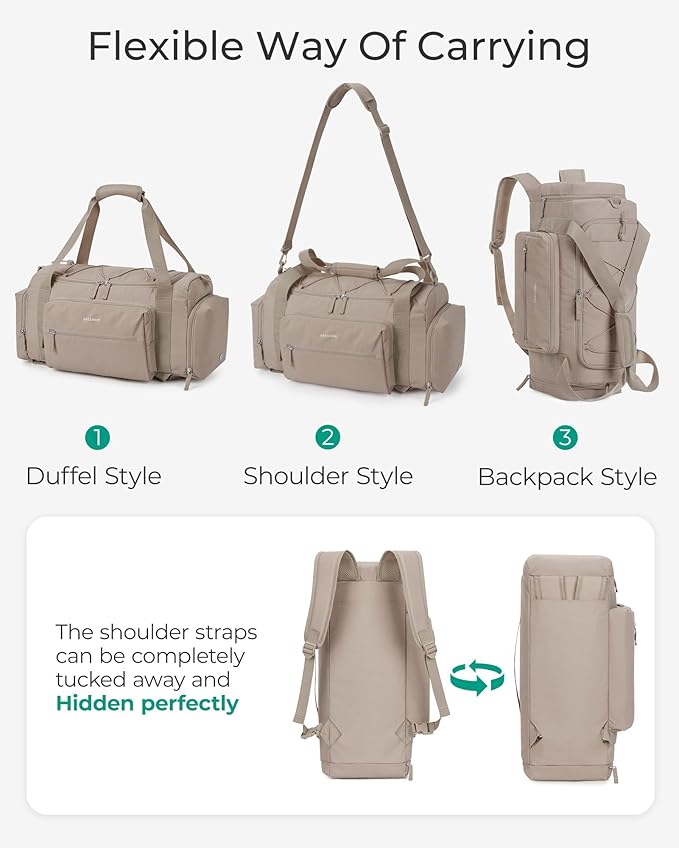 BAGSMART 4-IN-1 Gym Bag for Women Men, TSA Lightweight Duffle Bag for Travel with Shoe Compartment & Wet Pocket, 22L/30L/38L Tactical Backpack with 40oz Water Bottle Holder
