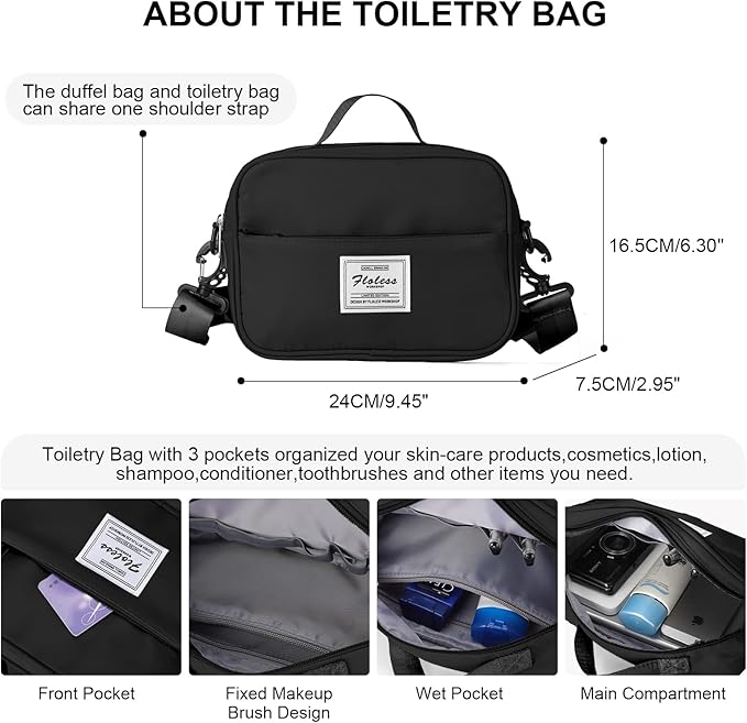 Weekender Duffel Bags for Women with Toiletry Bag, Travel Totes Bag for Airplane, Cute Sports Gym Dance Bag Overnight Luggage Bag with Wet Pocket Shoe Compartment, Carry On Hospital Bag