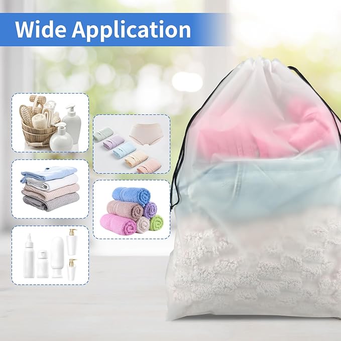 Clear Travel Shoe Bags 5-Pack (15.7x11.8 Inches) – Waterproof Drawstring Shoe Organizers for Packing, Essential Travel Gear for Men & Women