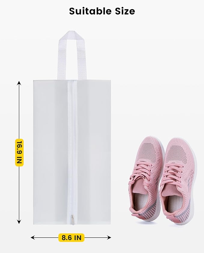 Vorspack Shoe Bags for Travel - 4 Pack Small Transparent Shoe Organizer with Handle Dustproof Shoe Bag Reusable Shoe Storage Bags for Men & Women