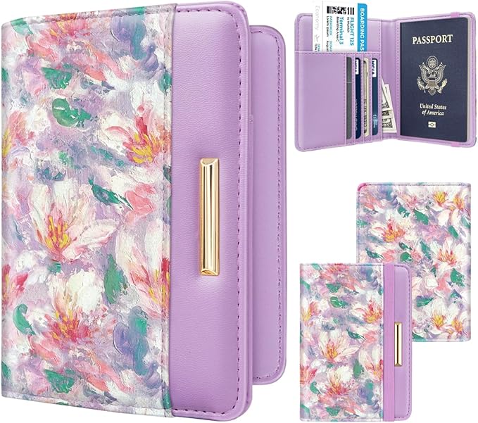 Passport Holder Cover,Traveling Passport Case Cute Passport Wallet for Women,Spring Garden