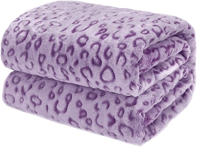 Purple Gifts for Women, Purple Leopard Print Throw Blanket, Soft Warm Fleece Plush Blanket for Couch Bed Sofa, Cozy Purple Bedroom Living Room Decor, Birthday for Women Girls